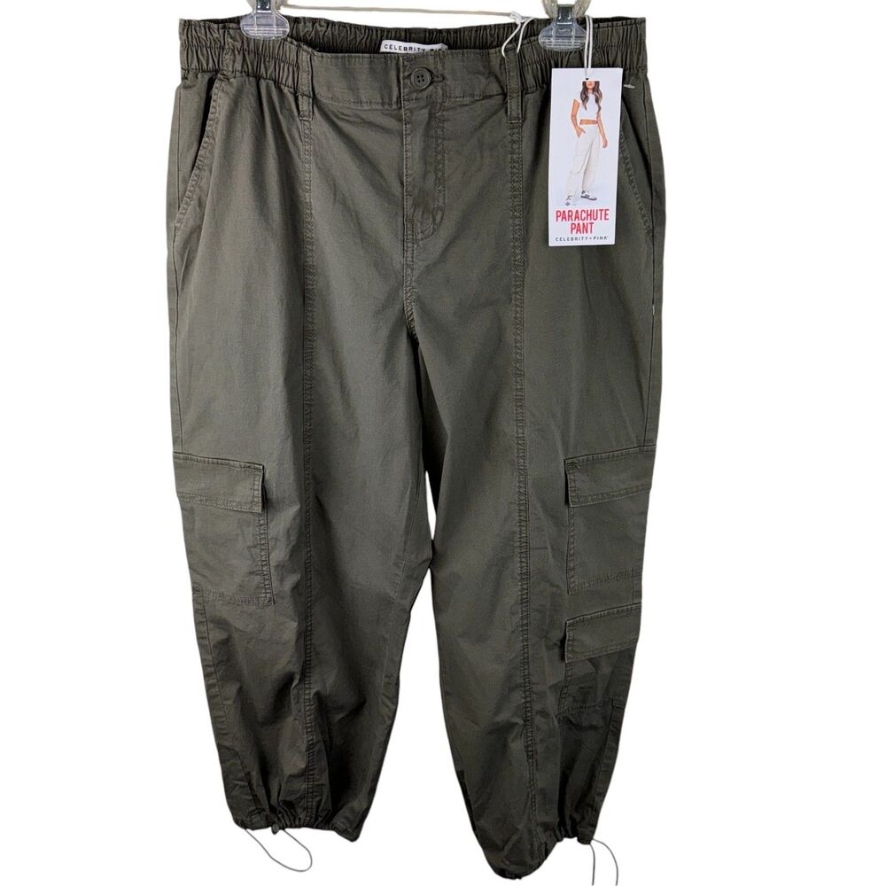 Celebrity Pink Parachute Jogger Pant, Cargo  Olive Size L NEW